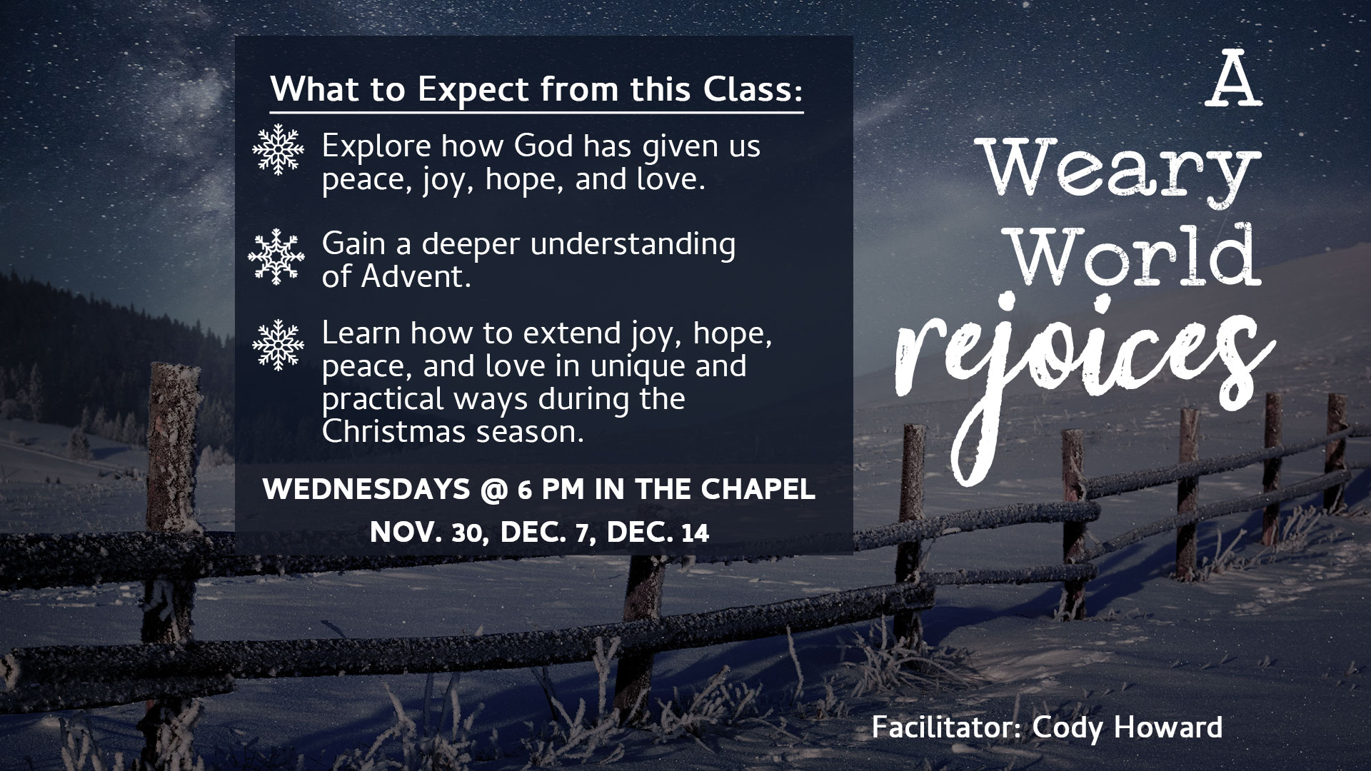 Read more about the article A Weary World Rejoices | Advent Grow Class